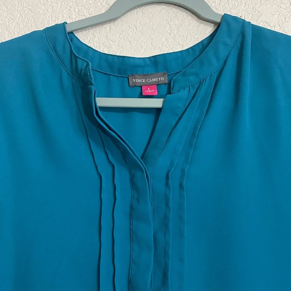 VINCE CAMUTO Teal Ruffle Sleeve Blouse - Picture 3 of 9